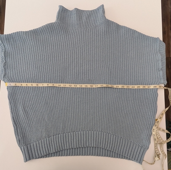 Aerie Women's Oversized Chunky Knit Pullover Sweater Mock Neck Light Blue Cozy M - Picture 5 of 9